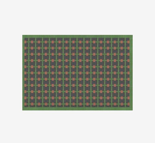Gorman Mid-Century Modern Geometric Grid Area Rug | Retro Checkerboard Carpet