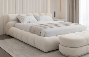 Modern Fabric Upholstered Storage Bed with Tufted Panel Design