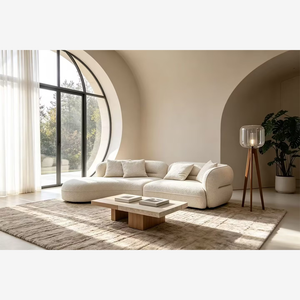 Modern Crescent Teddy Fleece Sofa – Sculptural Curved Couch