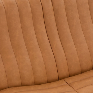 Industrial Vintage Oil Wax Leather Sofa – Modern Channel Tufted Upholstered Couch