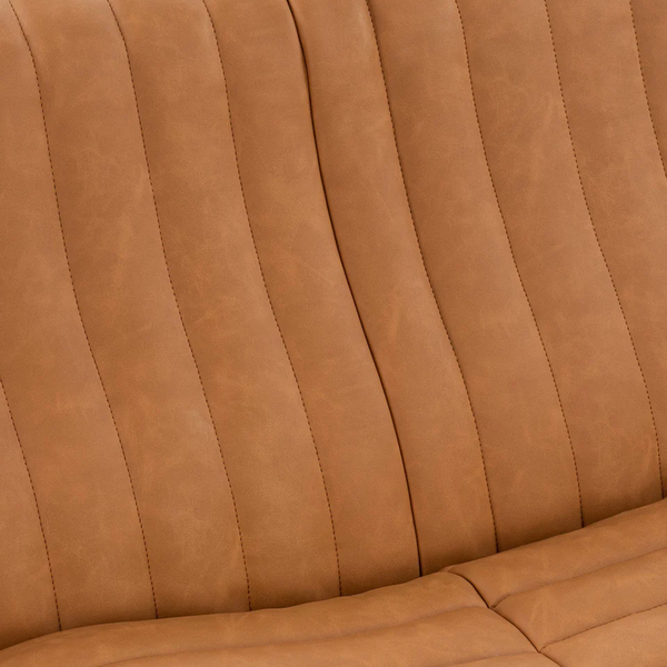 Industrial Vintage Oil Wax Leather Sofa – Modern Channel Tufted Upholstered Couch