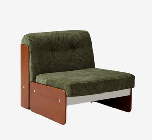 Modern Olive Green Corduroy Lounge Chair