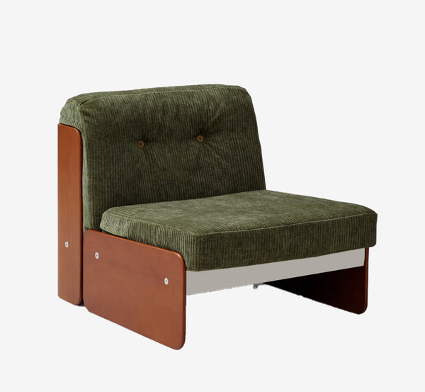 Modern Olive Green Corduroy Lounge Chair