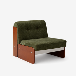 Modular Vintage Green Corduroy Armless Accent Sofa Chair for Sectional Seating