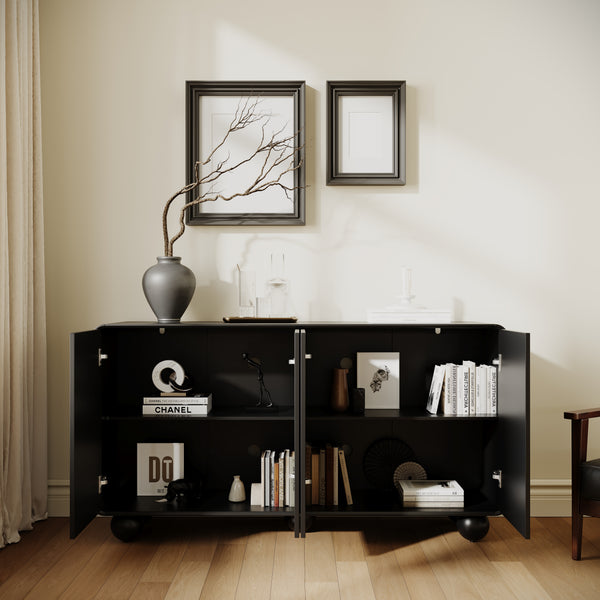 59'' Sideboard Buffet Cabinet with Storage,TV Console with Curved Profile Design,Accent Credenza Large Console Table for Dining Room, Kitchen, and Living Room