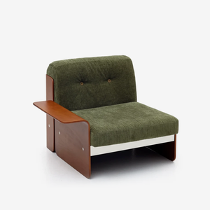 Modular Vintage Green Corduroy Armless Accent Sofa Chair for Sectional Seating