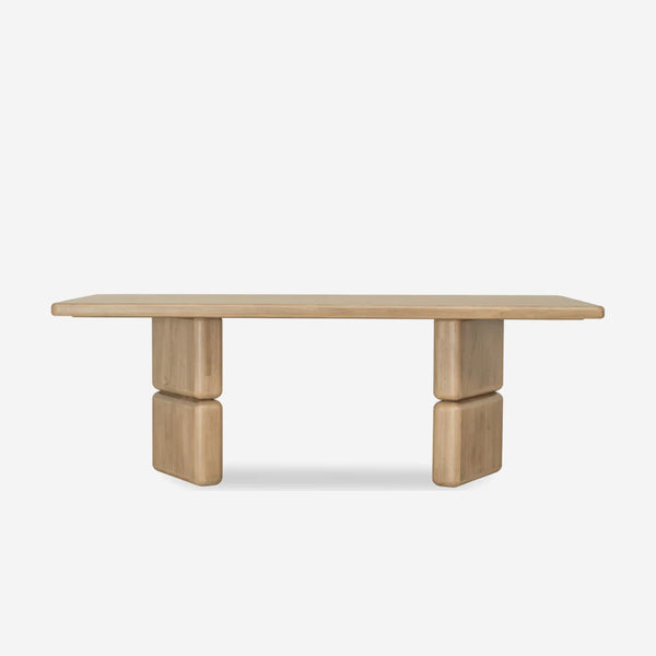 Modern Oak Dining Table with Stacked Capsule Pedestal Base | Organic Modern Wood Table