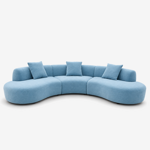 Modern Curved Chenille Sofa – Sculptural Upholstered Living Room Couch