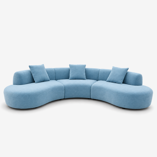 Modern Curved Chenille Sofa – Sculptural Upholstered Living Room Couch