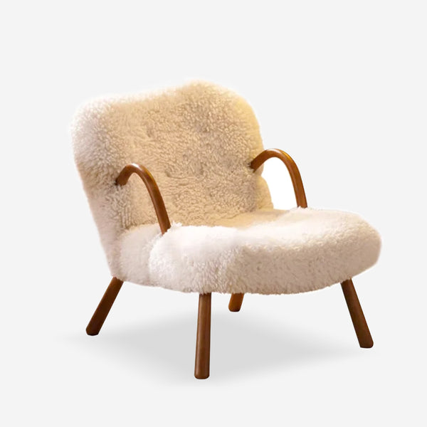 Lambswool Solid Wood Lounge Chair