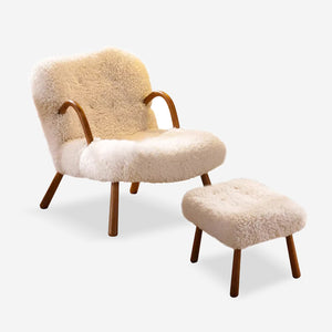 Lambswool Solid Wood Lounge Chair