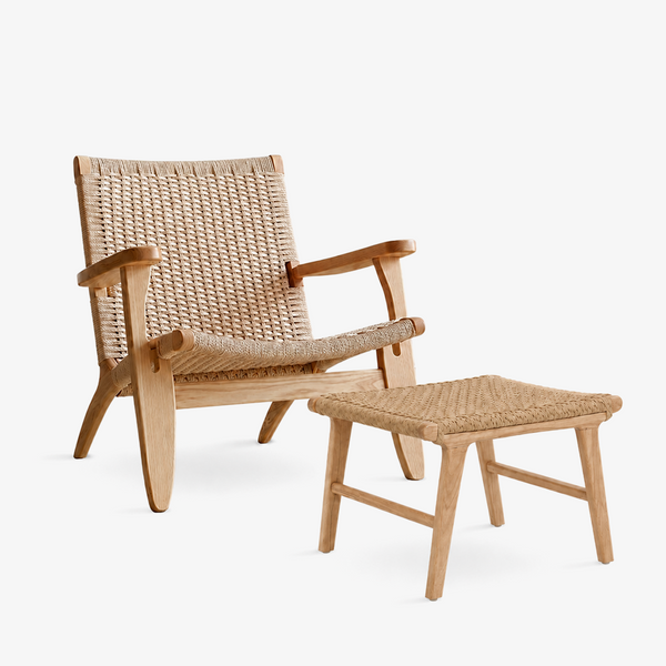 Modern Rope Woven Armchair with Supportive Arms – Handcrafted Accent Chair for Living Room, Patio & Lounge