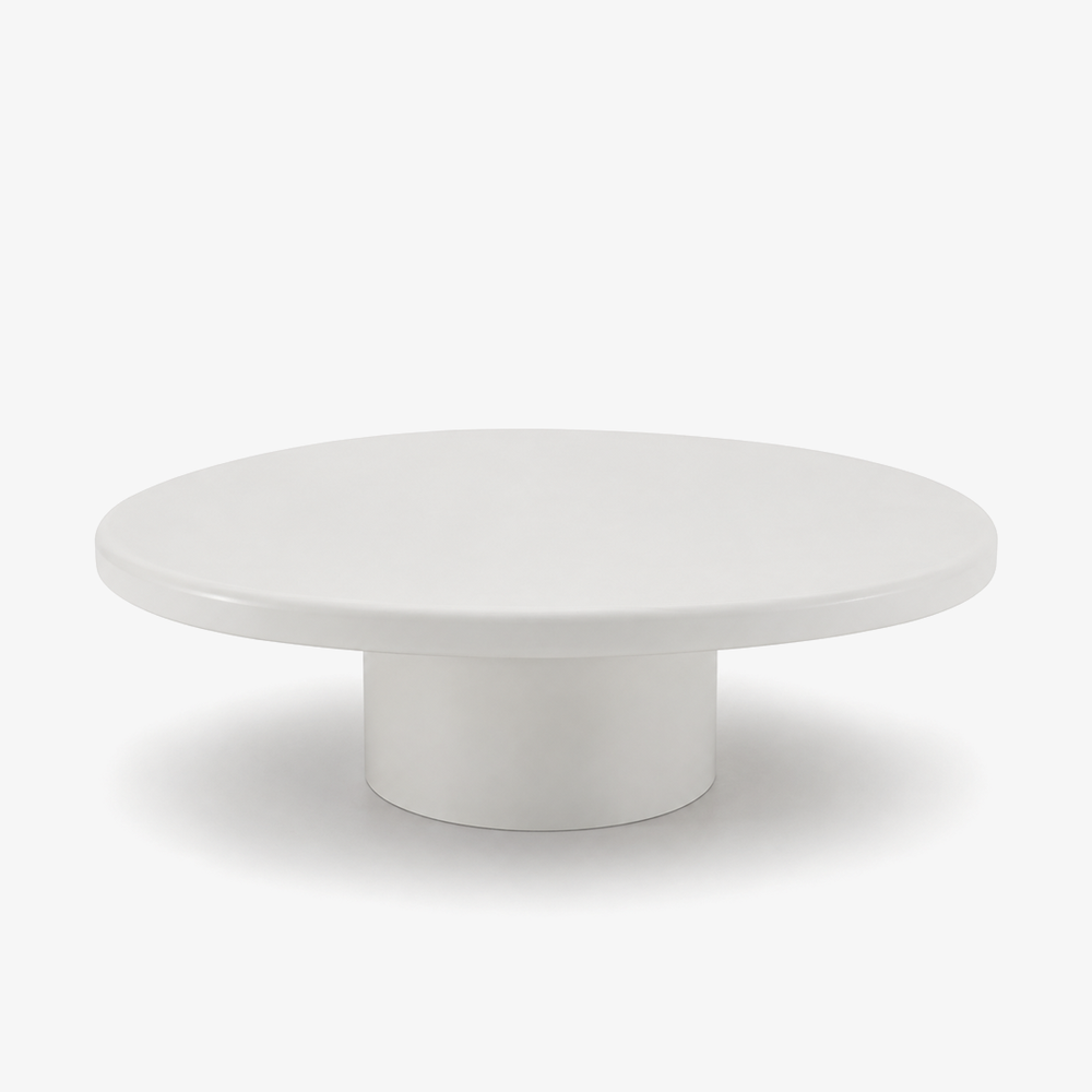 Minimalist White Organic Oval Coffee Table – Sculptural Pebble-Shaped Center Table – Modern Pedestal Low Table for Living Room