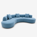 Modern Curved Chenille Sofa – Sculptural Upholstered Living Room Couch