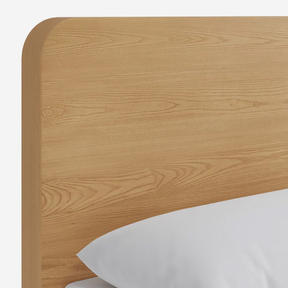 Elora Solid Wood Platform Bed Frame – Mid-Century Modern Minimalist Bed with Headboard