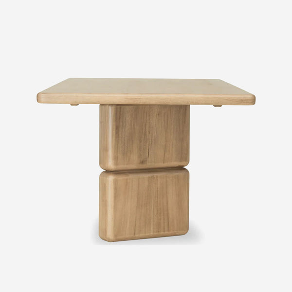 Modern Oak Dining Table with Stacked Capsule Pedestal Base | Organic Modern Wood Table