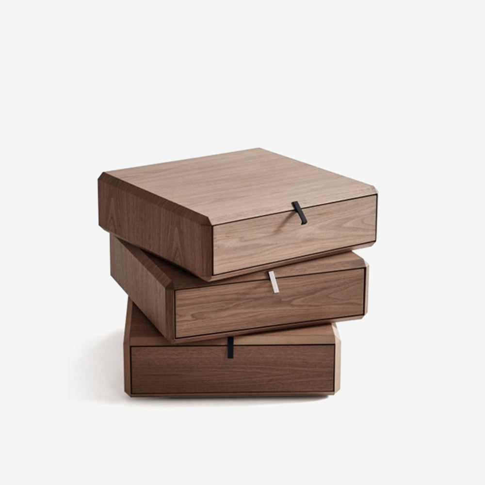 Solid Wood 3-Tier Swivel Nightstand