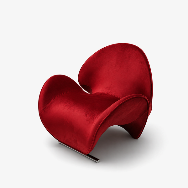 Modern Sculptural Velvet Lounge Chair – Curved Accent Armchair