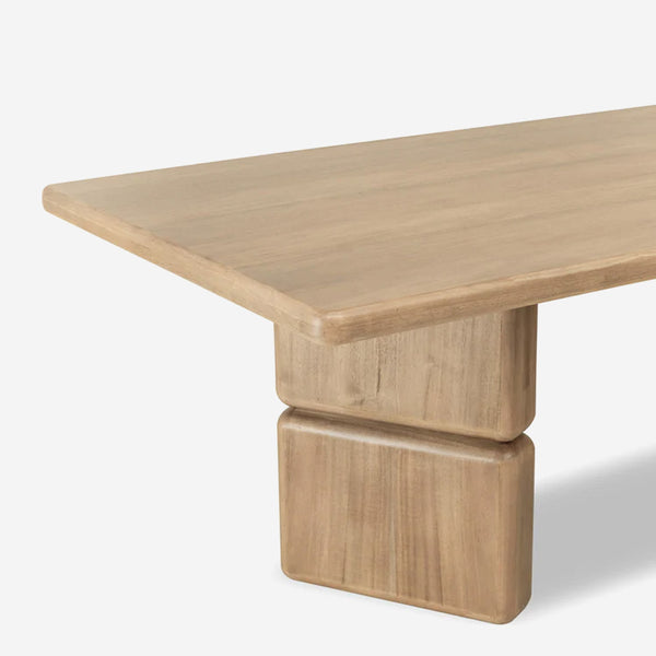 Modern Oak Dining Table with Stacked Capsule Pedestal Base | Organic Modern Wood Table