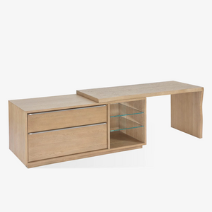 One Live Edge Edge Executive Desk in White Oak and Glass