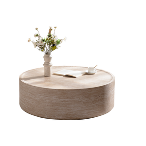 39.37" Round Coffee Table with Mars Pattern for Living Room, Modern Drum Circle Coffee Table for Living Room, No Need Assembly (Mars Pattern)