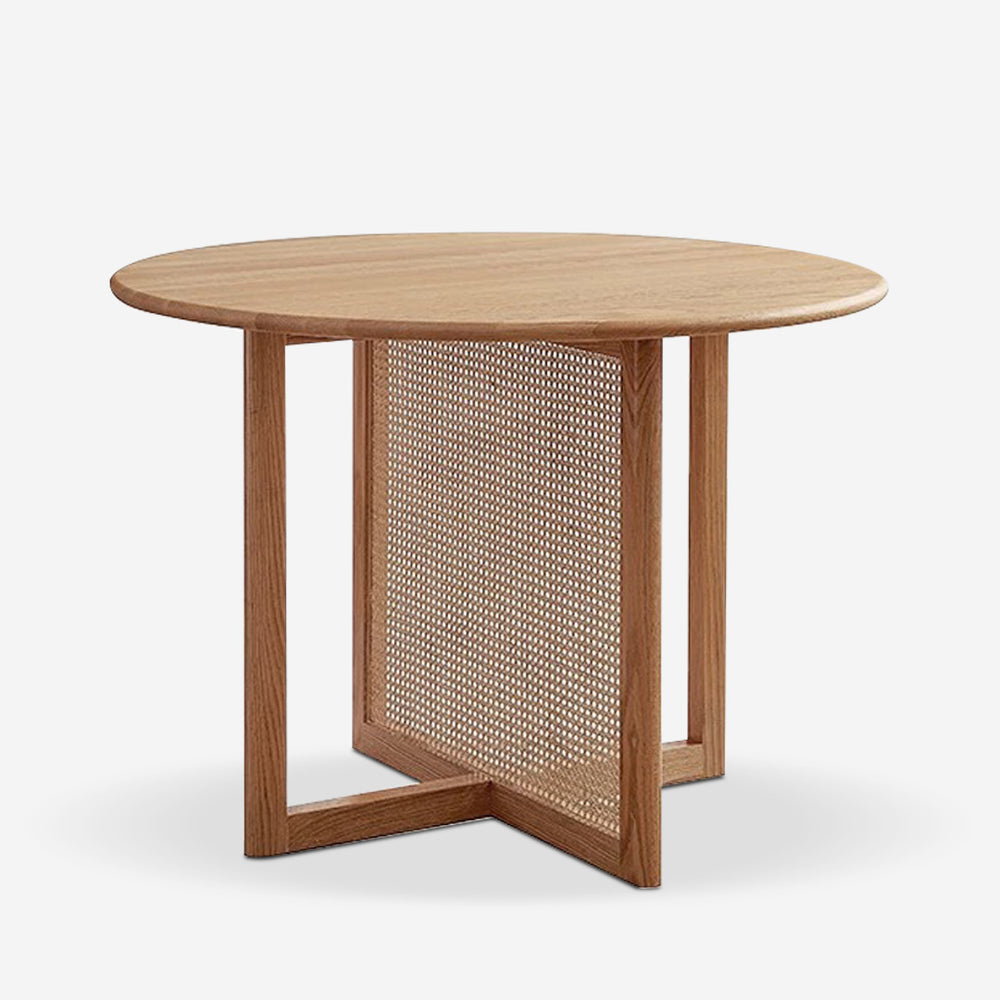 Rattan Woven Solid Wood Round Dining Table