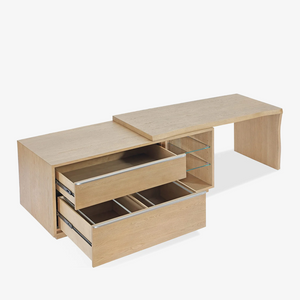 One Live Edge Edge Executive Desk in White Oak and Glass