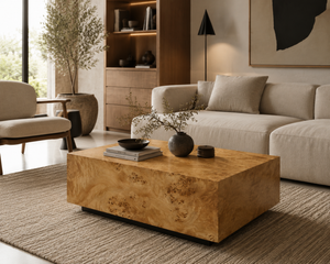 Modern Burl Wood Coffee Table – Contemporary Square & Rectangular Center Table