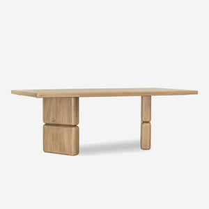 Modern Oak Dining Table with Stacked Capsule Pedestal Base | Organic Modern Wood Table
