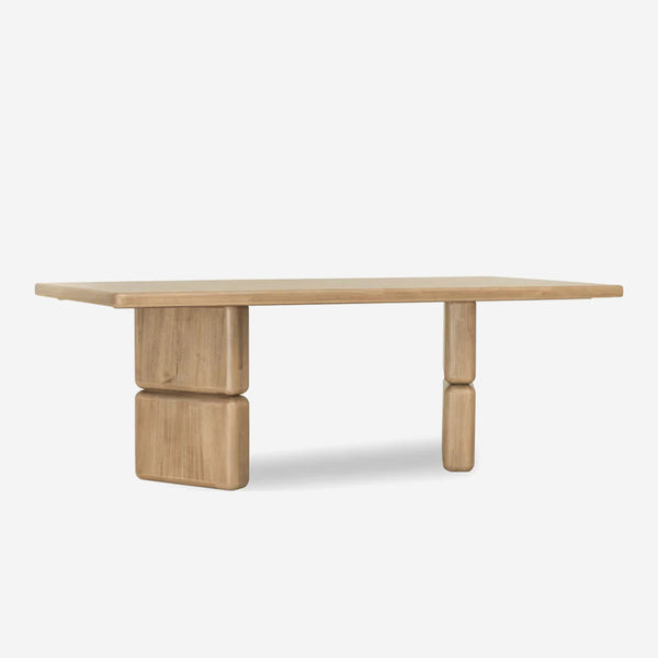 Modern Oak Dining Table with Stacked Capsule Pedestal Base | Organic Modern Wood Table