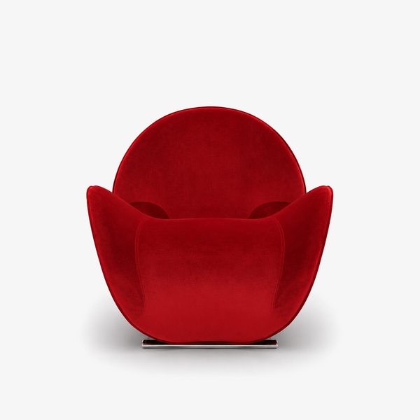 Modern Sculptural Velvet Lounge Chair – Curved Accent Armchair