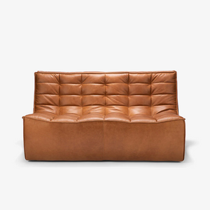 Modern Modular Oil Wax Fabric Sofa – Deep Seat Tufted Low Profile Living Room Couch