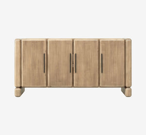 Aura Modern Curved Wood Sideboard – Japandi 4-Door Buffet Credenza with Rounded Edges