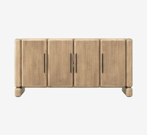 Aura Modern Curved Wood Sideboard – Japandi 4-Door Buffet Credenza with Rounded Edges
