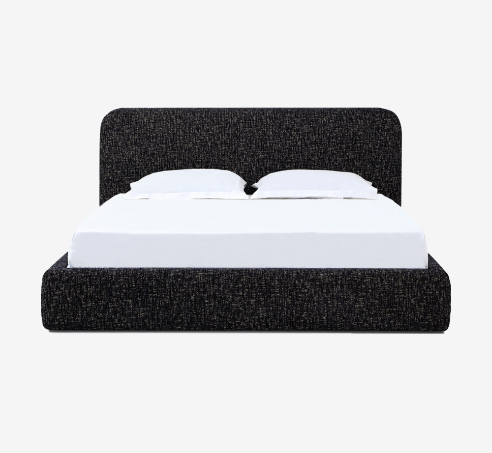 Modern Charcoal Textured Upholstered Platform Bed