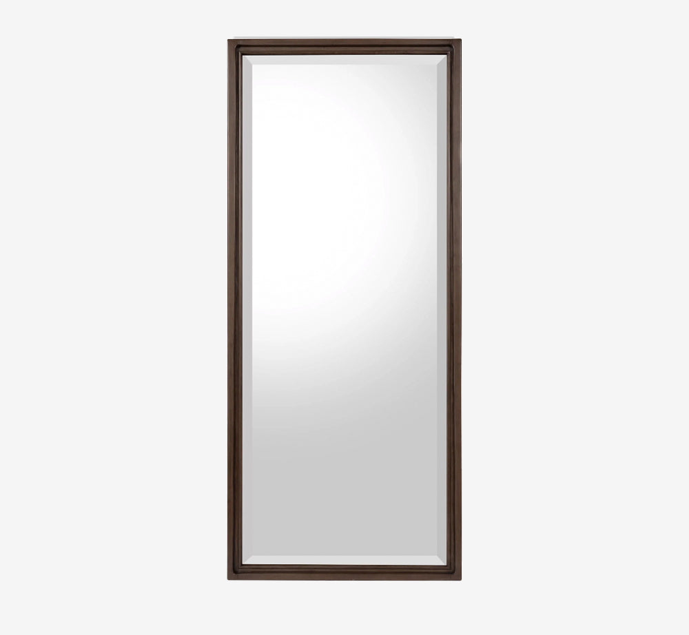 Modern Walnut Full-Length Floor Mirror | Large Wood Framed Wall-Mounted Mirror
