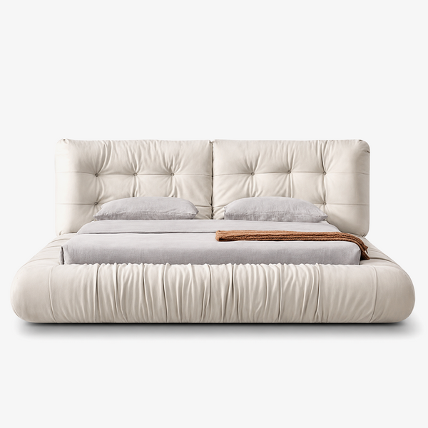 Modern Fabric Upholstered Bed with Pine Wood Frame