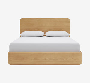 Elora Solid Wood Platform Bed Frame – Mid-Century Modern Minimalist Bed with Headboard