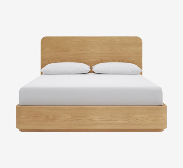 Elora Solid Wood Platform Bed Frame – Mid-Century Modern Minimalist Bed with Headboard