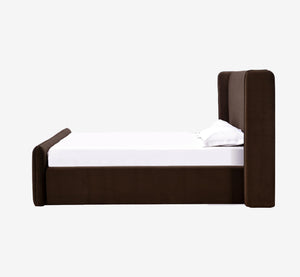 Modern Chocolate Brown Velvet Upholstered Bed