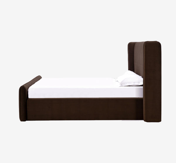 Modern Chocolate Brown Velvet Upholstered Bed