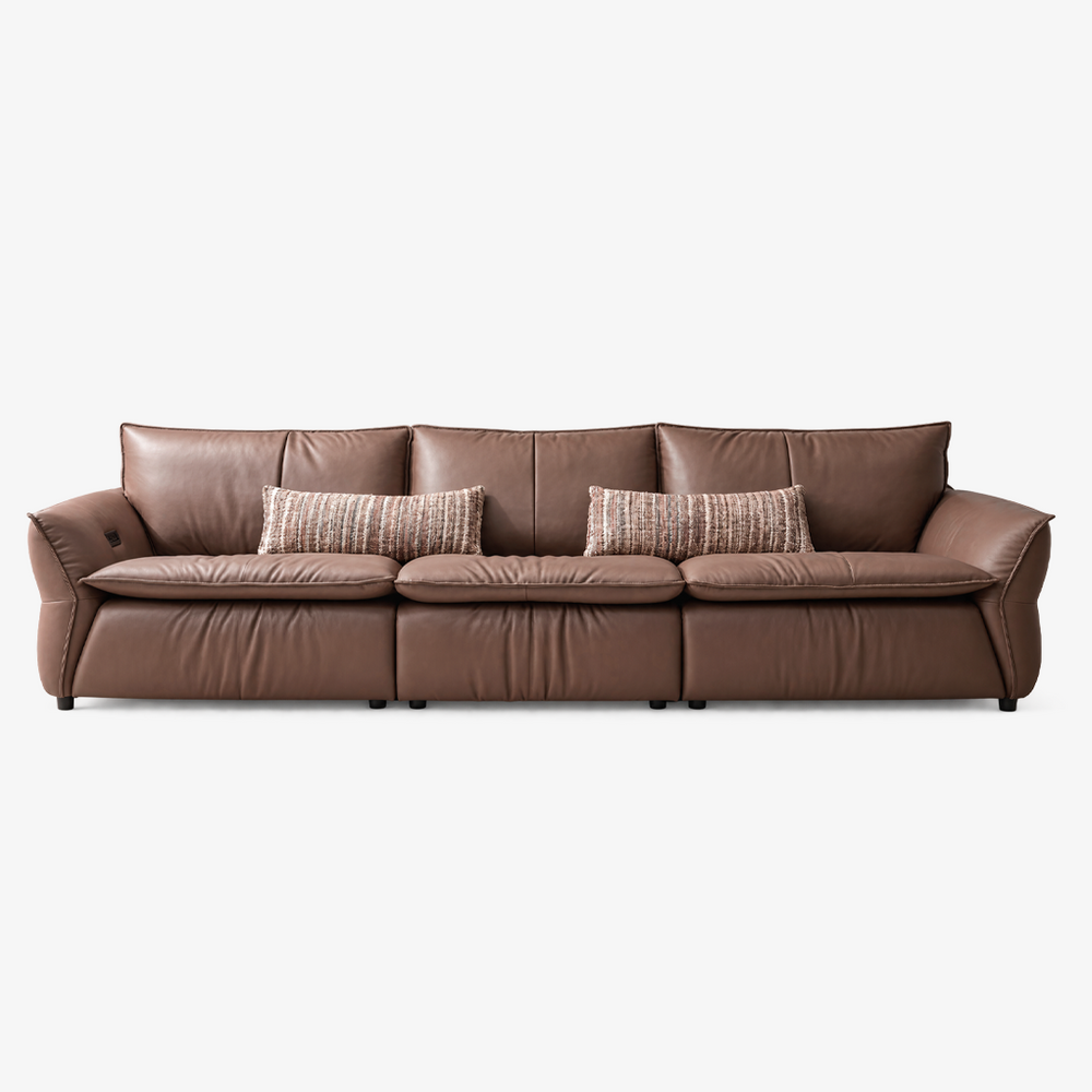 Modern Extra-Wide 3-Seater Power Reclining Sofa - Faux Leather with USB Port & Lumbar Pillows（L-331）