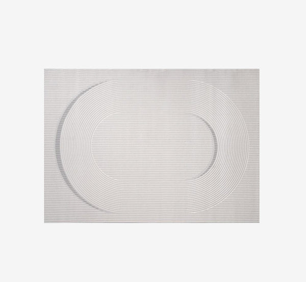 Jane Modern Flowing Curve Textured Area Rug | High-Low Pile Cream Carpet