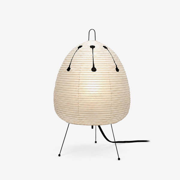 Japandi Rice Paper Lantern Table Lamp with Metal Tripod Base
