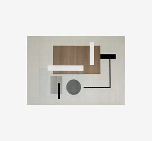 Celtic Modern Asymmetrical Geometric Area Rug | Earthy Brown & Cream Textured Pile