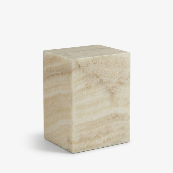 Natural Onyx Stone Square End Table – Modern Translucent Accent Side Table