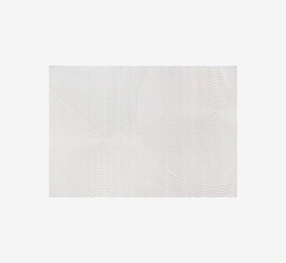 Modern Abstract Flowing Line Textured Area Rug | High-Low Pile Cream Carpet