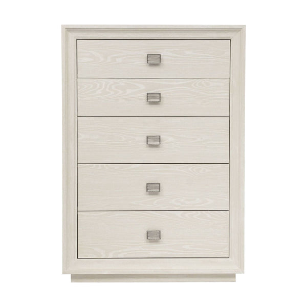 Maxime Sugar Five Drawer Chest in Ash Wood Veneer and Meranti