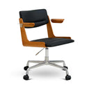 Mid-Century Modern Adjustable Bentwood Office Chair with Aluminum Swivel Base