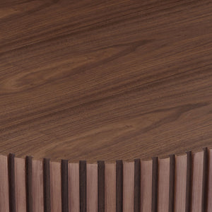 35.43'' Round Coffee Table Small Coffee Table for Apartment, Modern Living Room Coffee Table with Sturdy Pedestal,WALNUT(Same Sku:W876P254013)